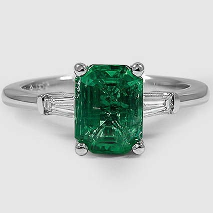 Platinum tapered baguette three stone 