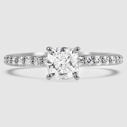 18K White Gold petite shared prong half coverage 