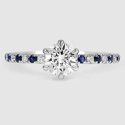 18K White Gold bliss six-prong (Modified with Sapphire Accents)
