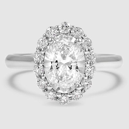 18K White Gold lotus flower halo 