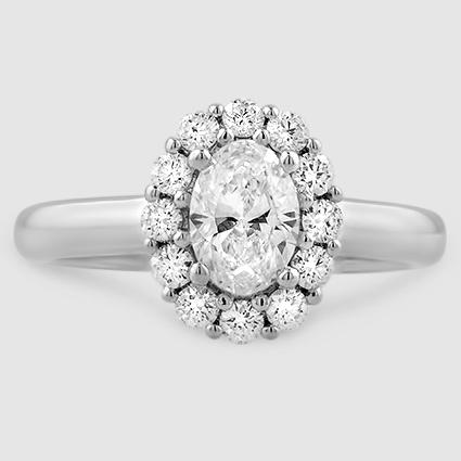 18K White Gold lotus flower halo 