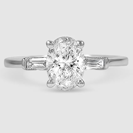 18K White Gold tapered baguette three stone 