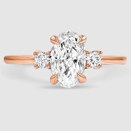 14K Rose Gold petite selene three stone 