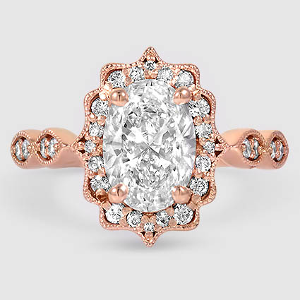 14K Rose Gold cadenza halo 