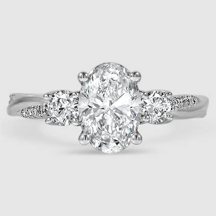 Platinum petite twisted vine three stone 