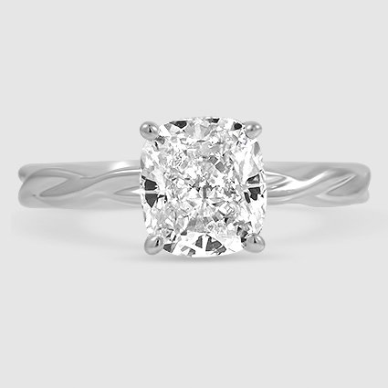 18K White Gold twisted vine solitaire 