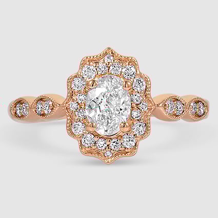 14K Rose Gold cadenza halo 