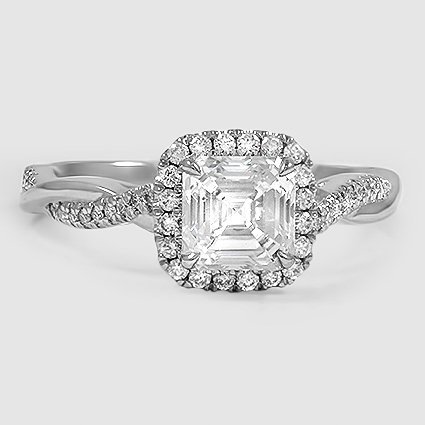 18K White Gold petite twisted vine halo 