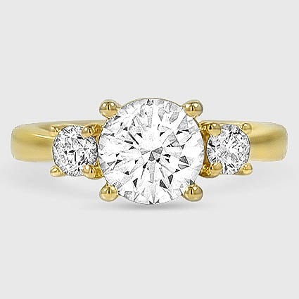 18K Yellow Gold petite three stone trellis 