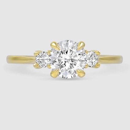 18K Yellow Gold petite selene three stone 