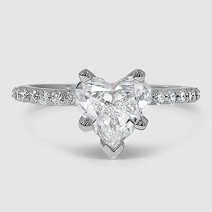 18K White Gold petite shared prong half coverage 