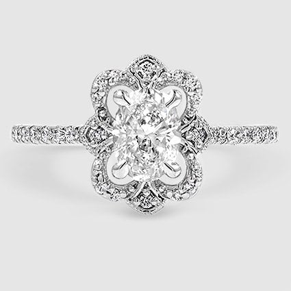 18K White Gold reina halo 