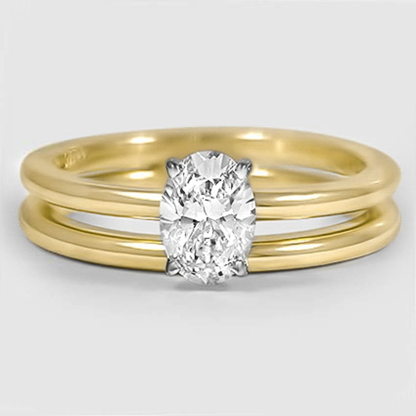 18K Yellow Gold four-prong petite comfort fit bridal set 