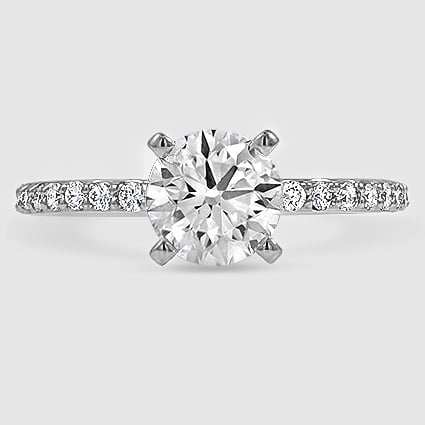 18K White Gold petite shared prong half coverage 