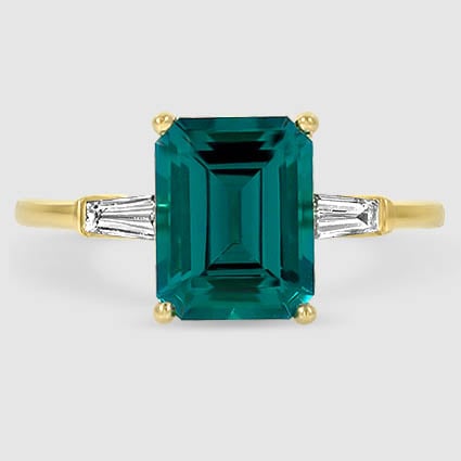 18K Yellow Gold tapered baguette three stone 