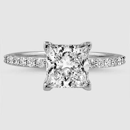 18K White Gold petite shared prong half coverage 