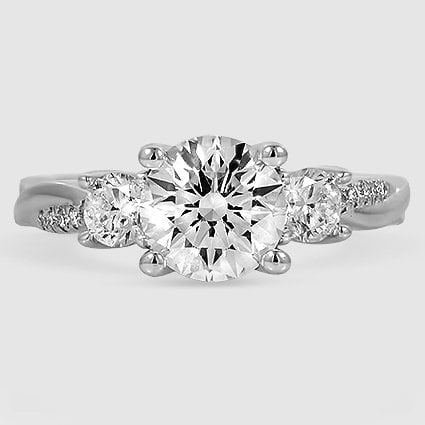 Platinum petite twisted vine three stone 