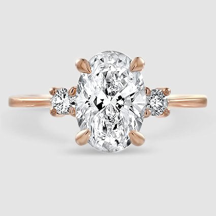 14K Rose Gold petite selene three stone 