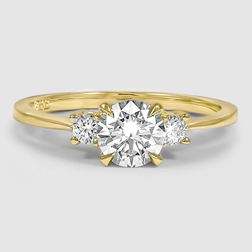 18K Yellow Gold petite selene three stone 