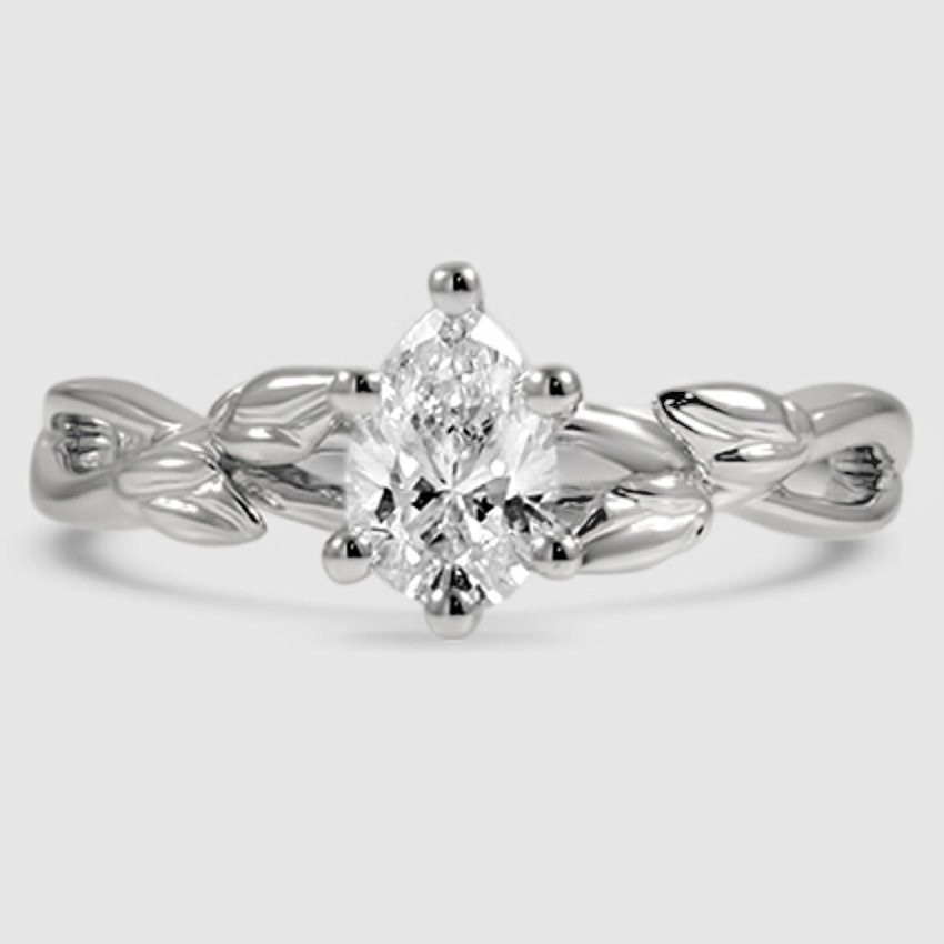 18K White Gold budding willow solitaire 