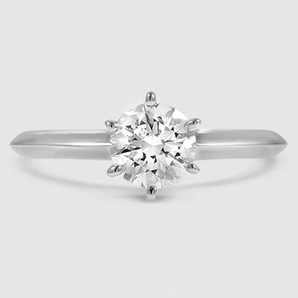 18K White Gold classic six-prong solitaire 