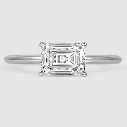 horizontal emerald cut diamond ring