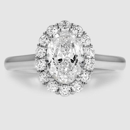 18K White Gold lotus flower halo 