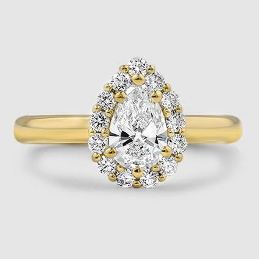 18K Yellow Gold lotus flower halo 