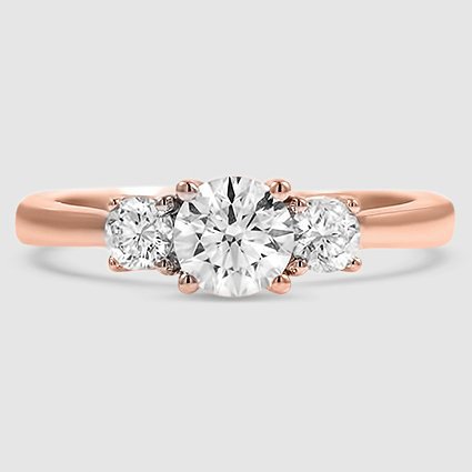 14K Rose Gold petite three stone trellis 