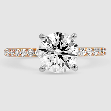 14K Rose Gold petite shared prong three-quarter coverage 