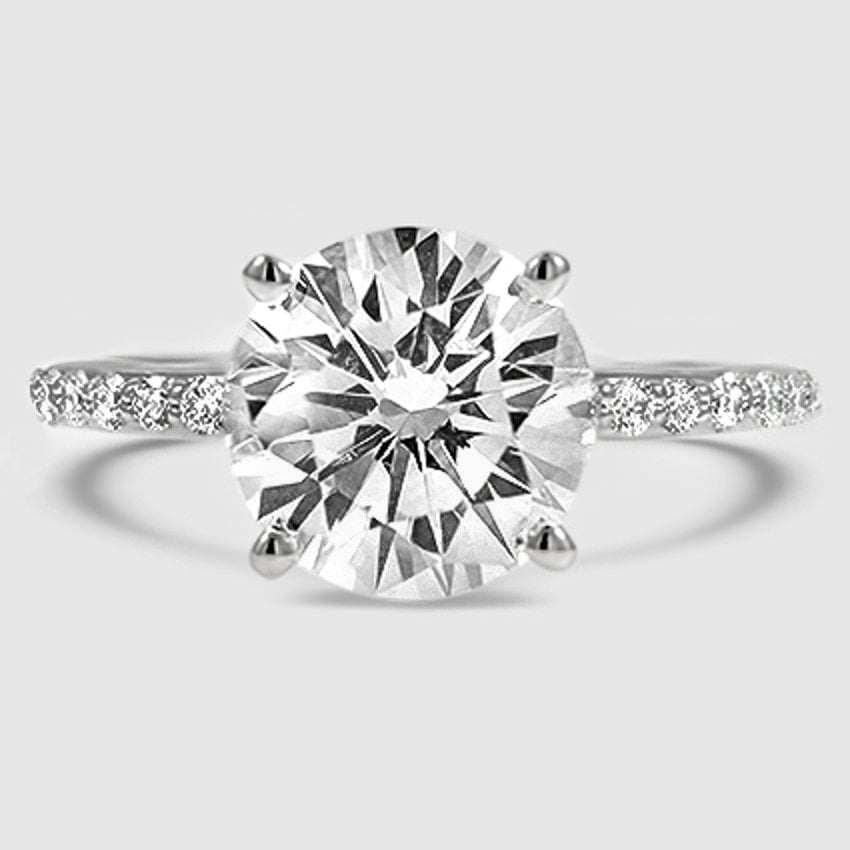 18K White Gold petite shared prong half coverage 