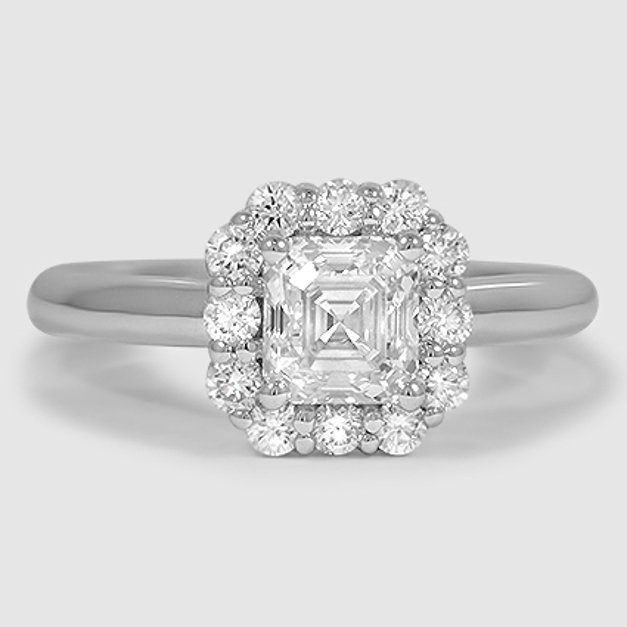 18K White Gold lotus flower halo 