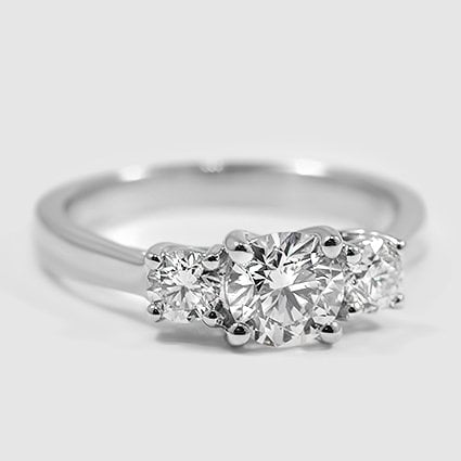 Platinum petite three stone trellis 
