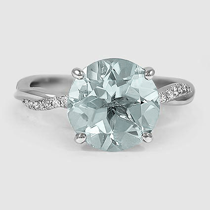 Sapphire Petite Twisted Vine Diamond Ring in 18K White Gold