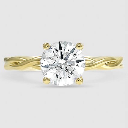 18K Yellow Gold twisted vine solitaire 