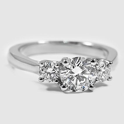 Platinum petite three stone trellis 