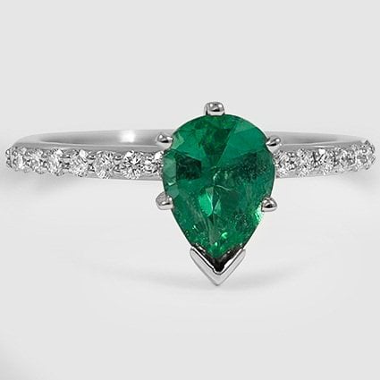 18K White Gold petite shared prong half coverage 