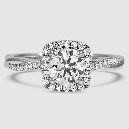 18K White Gold petite twisted vine halo 