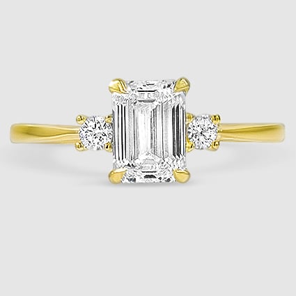 18K Yellow Gold petite selene three stone 