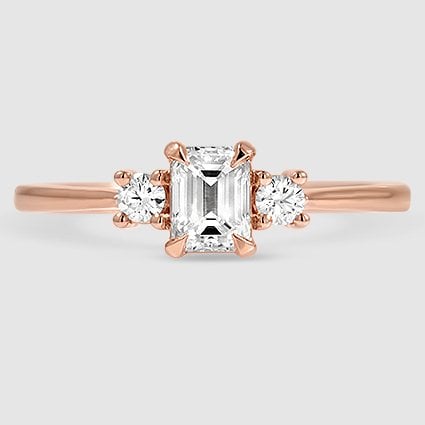 14K Rose Gold petite selene three stone 