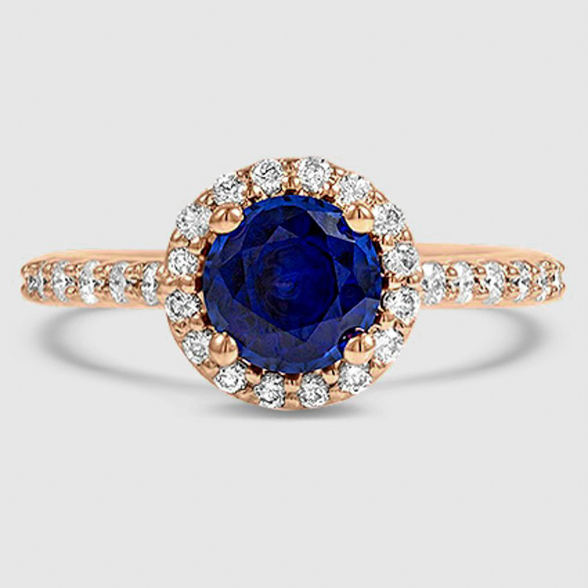 14K White Gold Diamond and Sapphire Band Halo – ASweetPear