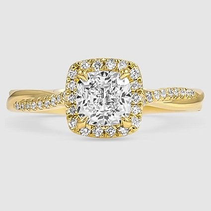 18K Yellow Gold petite twisted vine halo 