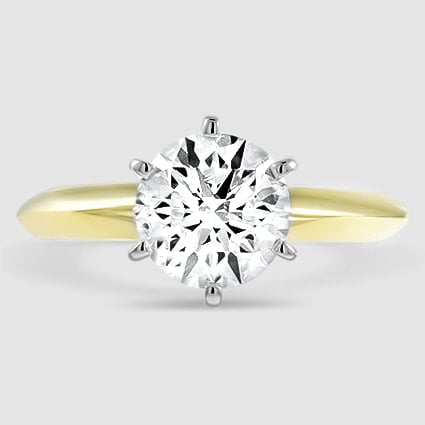 18K Yellow Gold classic six-prong solitaire 