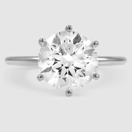 18K White Gold six-prong petite comfort fit 1.5mm solitaire 