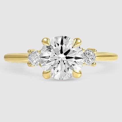 18K Yellow Gold petite selene three stone 