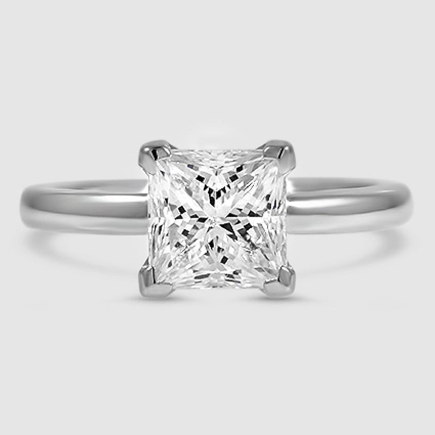 18K White Gold comfort fit 2mm solitaire 