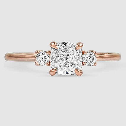 14K Rose Gold petite selene three stone 