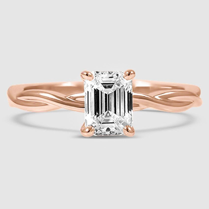 14K Rose Gold twisted vine solitaire 