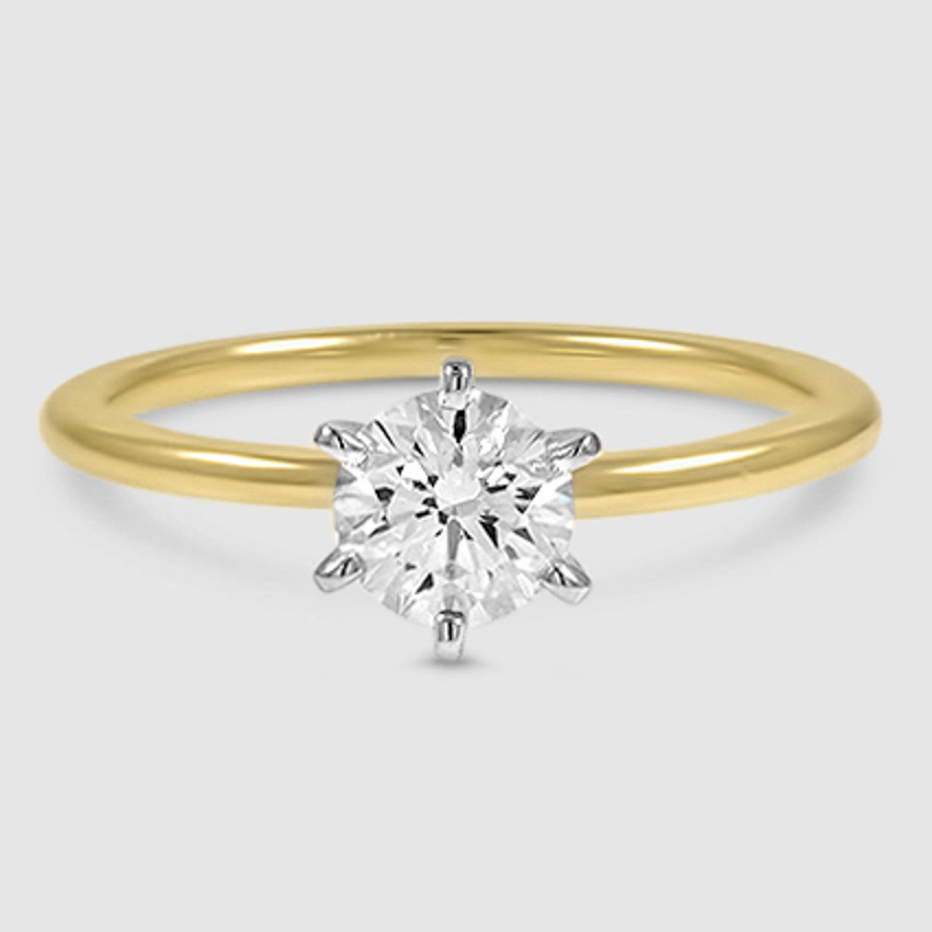 18K Yellow Gold six-prong petite comfort fit 1.5mm solitaire 