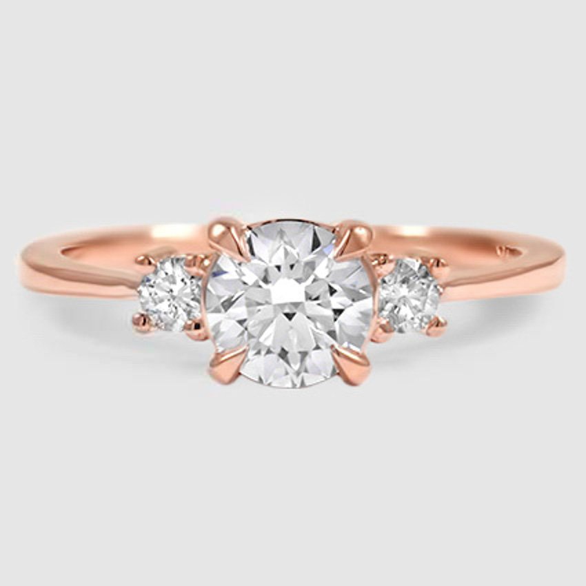 14K Rose Gold petite selene three stone 